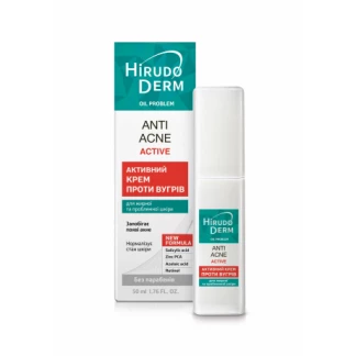 Активний крем Біокон Hirudo Derm (Гірудо дерм) Oil Problem Anti-acne Active проти вугрів 50 мл-0