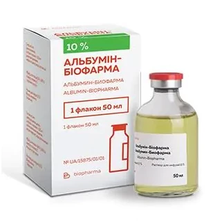 Альбумін-Біофарма розчин для інф. 10 % по 50 мл у флак. -0