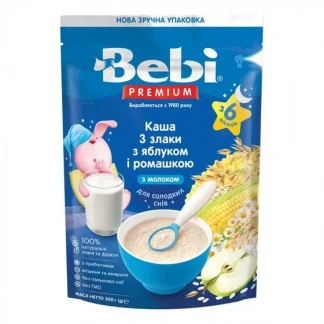 Каша BEBI (Бебі) Преміум молочна 3 злаки з яблуком та ромашкою 200г-0