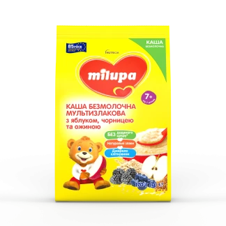 Безмолочна каша Milupa (Мілупа) Мультизлакова з яблуком, чорницею та ожиною 170 г-0
