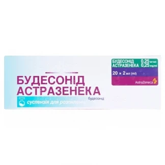 БУДЕСОНИД-Астразенека суспензія для розпилення по 0,25мг/мл по 2мл №20-0