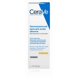Дневной крем CeraVe (Сераве) с UV-защитой, увлажняющий для нормальной и сухой кожи лица с SPF25 52мл-0