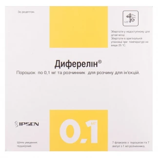 ДИФЕРЕЛІН порошок по 0,1мг та розчинник для розчину для ін`єкцій  №7-0