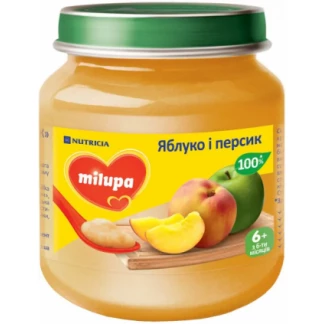 Дитяче пюре фруктове Milupa (Мілупа) Яблуко і Персик з 6 місяців 125 г Дитяче пюре фруктове Milupa (Мілупа) Яблуко і Персик з 6 місяців 125 г-0