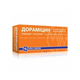 Дорамицин таблетки, в пленочной оболочке по 3 млн МЕ №10 (5х2)-0