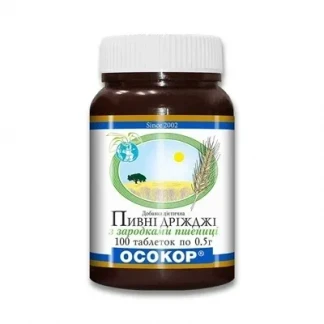 ДРІЖДЖІ пивні Осокор з зародками пшениці таблетки по 0,5г №100-0