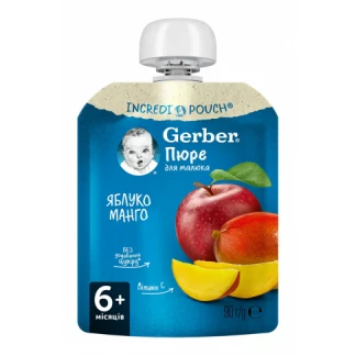 Фруктовое пюре Gerber (Гербер) Яблоко и манго с 6 месяцев 90 г-0