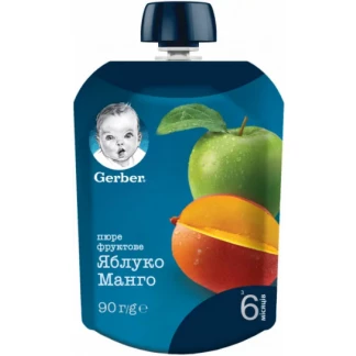Фруктове пюре Gerber (Гербер) Яблуко та манго з 6 місяців 90 г-0