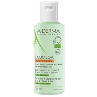 Гель для душа A-Derma (А-Дерма) Exomega Control gel 2в1 смягчающий очищающий для сухой кожи тела 200 мл-0