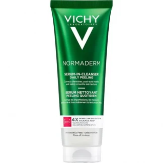 Гель-сироватка Vichy (Віши) Normaderm Serum-In-Cleanser Daily Peeling очищуючий з ефектом пілінгу для проблемної шкіри обличчя та тіла 125 мл-0