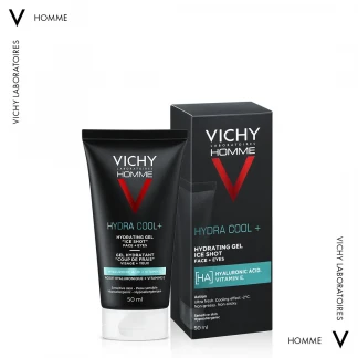 Гель для обличчя та контуру очей Vichy (Віши) Homme Hydra Cool+ з охолоджуючим ефектом 50мл-2