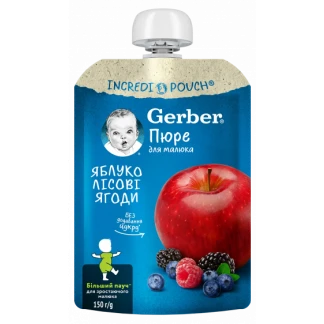Фруктове пюре Gerber (Гербер) яблуко/лісові ягоди 150г-0