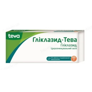 ГЛІКЛАЗИД-ТЕВА таблетки з модифікованим вивільненням по 60 мг №30-0
