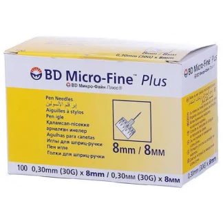 Голки для шприц-ручки BD Micro-Fine Plus 30G (0. 30 x 8. 0 мм), 100 штук-0