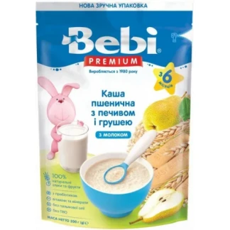 Каша BEBI (Беби) Премиум молочное пшеничное печенье/груша 6+мес. 200г-1