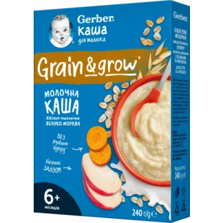 Каша Gerber (Гербер) молочна пшенично-вівсяна з яблуком і морквою 6міс.+ 240г-0