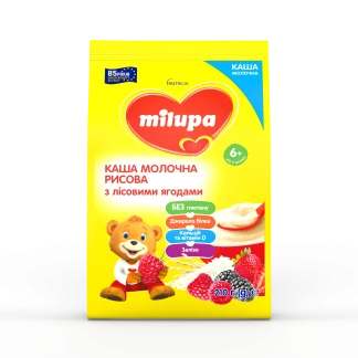 Каша Мілупа молочна рисова з лісовими ягодами 6+міс. 210г-0