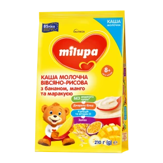 Каша молочна Milupa (Мілупа) вівсяно-рисова з бананом, манго, маракуєю 8+міс. 210г-0