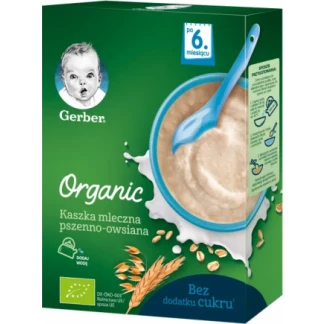 Каша Gerber (Гербер) Organic суха молочна швидкорозчинна, пшенично-вівсяна для дітей 240 г з 6 місяців-0