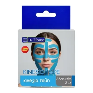 Кінезіо тейп H Dr.House блакитний 2,5см*5м №2 -0