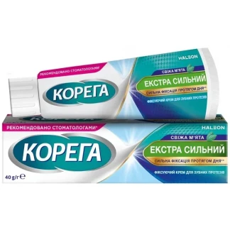 Крем для фіксації зубних протезів Корега Екстра сильний Свіжа м'ята 40г Крем для фіксації зубних протезів Корега Екстра сильний Свіжа м'ята 40г-0