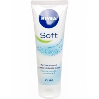 Крем Nivea (Нівея) Soft інтенсивно зволожуючий для обличчя, рук і тіла з олією жожоба і вітаміном Е 75мл-0