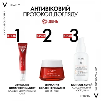 Крем для шкіри навколо очей Vichy (Віши) LiftActiv Collagen Specialist антивіковий для корекції ознак старіння шкіри 15мл-11