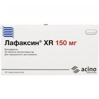 ЛАФАКСИН XR Асіно таблетки пролонгованої дії по 150мг №28-0