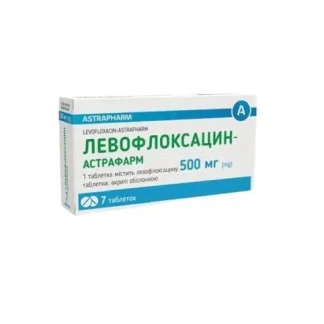 ЛЕВОФЛОКСАЦИН-А таблетки по 500 мг №7-0