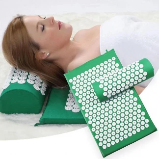 Масажний килимок акупунтурний з подушкою зелений-0