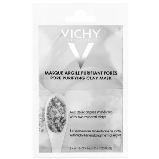 Маска мінеральна з глиною Vichy (Віши) Pore Purifying Clay Mask очищає пори шкіри обличчя 2х6 мл-0