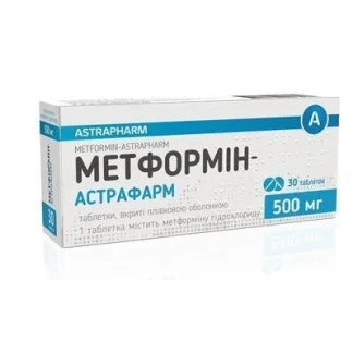 МЕТФОРМІН-Астрафарм таблетки по 500мг №30-1