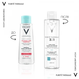 Міцелярна вода Vichy (Віши) Purete Thermale Mineral Micellar Water Sensitive Skin для чутливої шкіри обличчя і очей 200мл-1