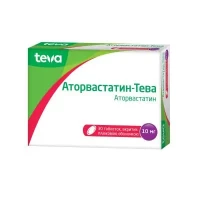 АТОРВАСТАТИН-ТЕВА таблетки вкриті плівковою оболонкою по 10 мг №30