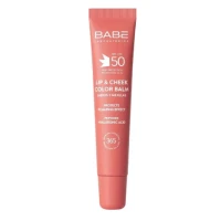 Бальзам-тинт для губ и щек BABE (БАБЕ) Laboratorios Peach с гиалуроновой кислотой и пептидами SPF50 20мл