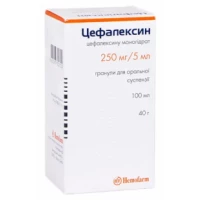 ЦЕФАЛЕКСИН гранули для оральної суспензії 100мл (250мг/5мл) по 40г