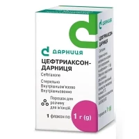 ЦЕФТРІАКСОН-Дарниця порошок для розчину для ін'єкцій по 1г №1