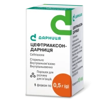 ЦЕФТРІАКСОН-Дарниця порошок для розчину для ін'єкцій по 0,5г №1