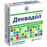 ДЕКВАДОЛ таблетки для рассасывания с мятным вкусом №18 (6х3)