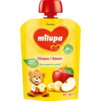 Дитяче пюре фруктове Milupa (Мілупа) Яблуко і Банан з 6 місяців 80 г