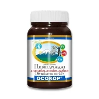 ДРІЖДЖІ пивні Осокор Ca + Mg + Fe таблетки по 0,5г №150