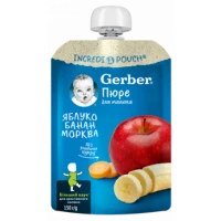 Фруктове пюре Gerber (Гербер) яблуко/банан/морква 150г