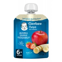 Фруктовое пюре Gerber (Гербер) яблоко/банан/клубника 90г