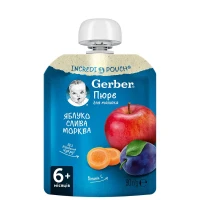 Фруктово-овощное пюре Gerber (Гербер) Яблоко, слива, морковь с 6 месяцев 90 г