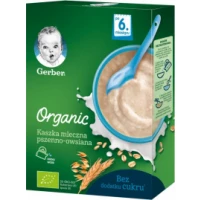Каша Gerber (Гербер) Organic суха молочна швидкорозчинна, пшенично-вівсяна для дітей 240 г з 6 місяців