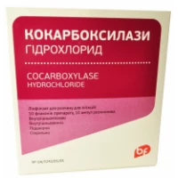 КОКАРБОКСИЛАЗА ГІДРОХЛОРИД ліофілізат для розчину для ін'єкцій по 50 мг №10  у комплекті з 5 ампулами розчинника (вода для ін'єкцій по 2 мл)