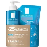 Набор La Roche-Posay (Ля Рош-Позе) Effaclar+ M: Гель-мусс для очищения проблемной кожи 400мл + рефил 400мл