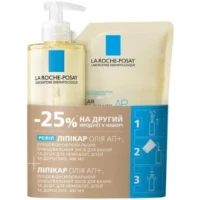 Набір La Roche-Posay (Ля Рош-Позе) Lipikar AP+ : Олія ліпідовідновлювальна очищувальна для ванни та душу 400мл + рефіл 400мл