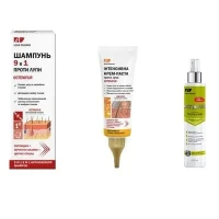 Набор 3 в 1 Elfa Octenifur (Эльфа Октенифур) против умеренной перхоти: Крем-паста интенсивная 75мл + Шампунь 9 в 1 200мл + Лосьон 250мл