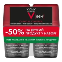 Набор антиперспирантов шариковых Vichy (Веши) Clinical Control Homme 96 ч для мужчин 2х50мл